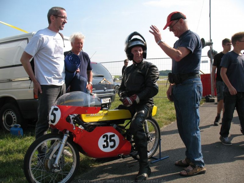 Odenwaldring Klassik
Hans Hinn mit einer der wenigen 50er Maico Rennmaschinen. 
