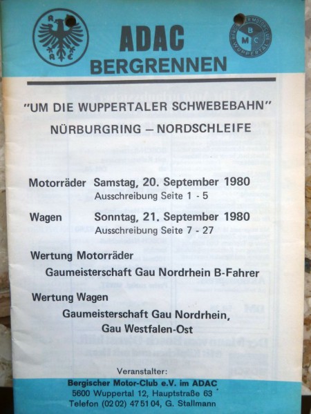 1980 I-Lizenz
Int. Bergrennen an der Nordschleife
Klasse 250 cc - Platz 1
Klasse 350 cc - Platz 1
