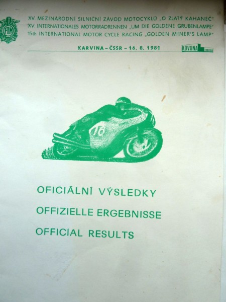 1981 I-Lizenz
Int. Straßenrennen Karvina, CSSR 
