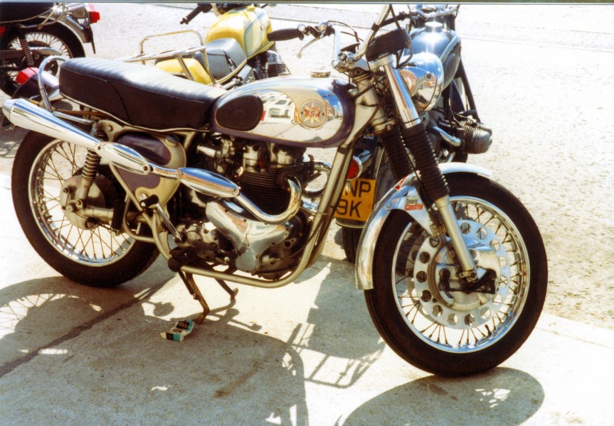 BSA 650  scrambler
Nice looking BSA scrambler twin , seen during the 1981 TT on the isle of Man in the streets of Douglas 
