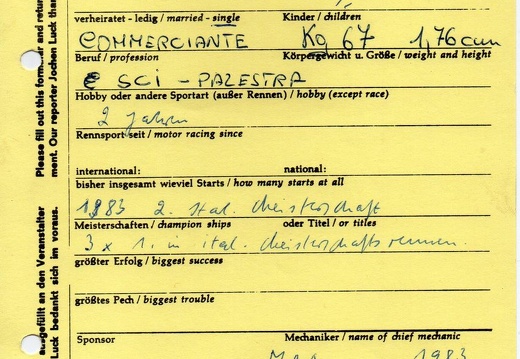Casoli Paolo ITA Castelnovo Monti MBA 1984