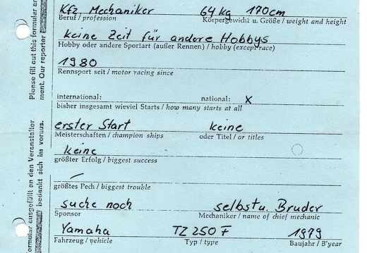 Hage Rudi D Immenstaad Yamaha TZ 250F