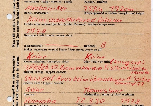 Samson Frank D Denkendorf Yamaha TZ 350