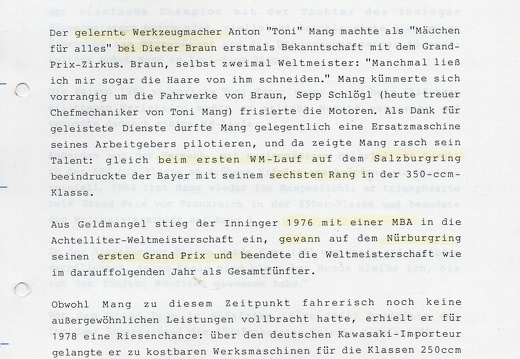 Mang Toni D 1985 Portrait Motorrad WM