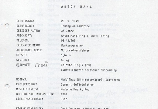 Mang Toni D 1985 Portrait Motorrad WM 03