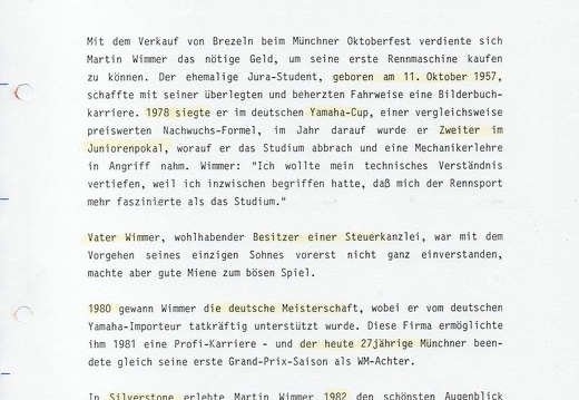 Wimmer Martin D 1985 Portrait Motorrad WM